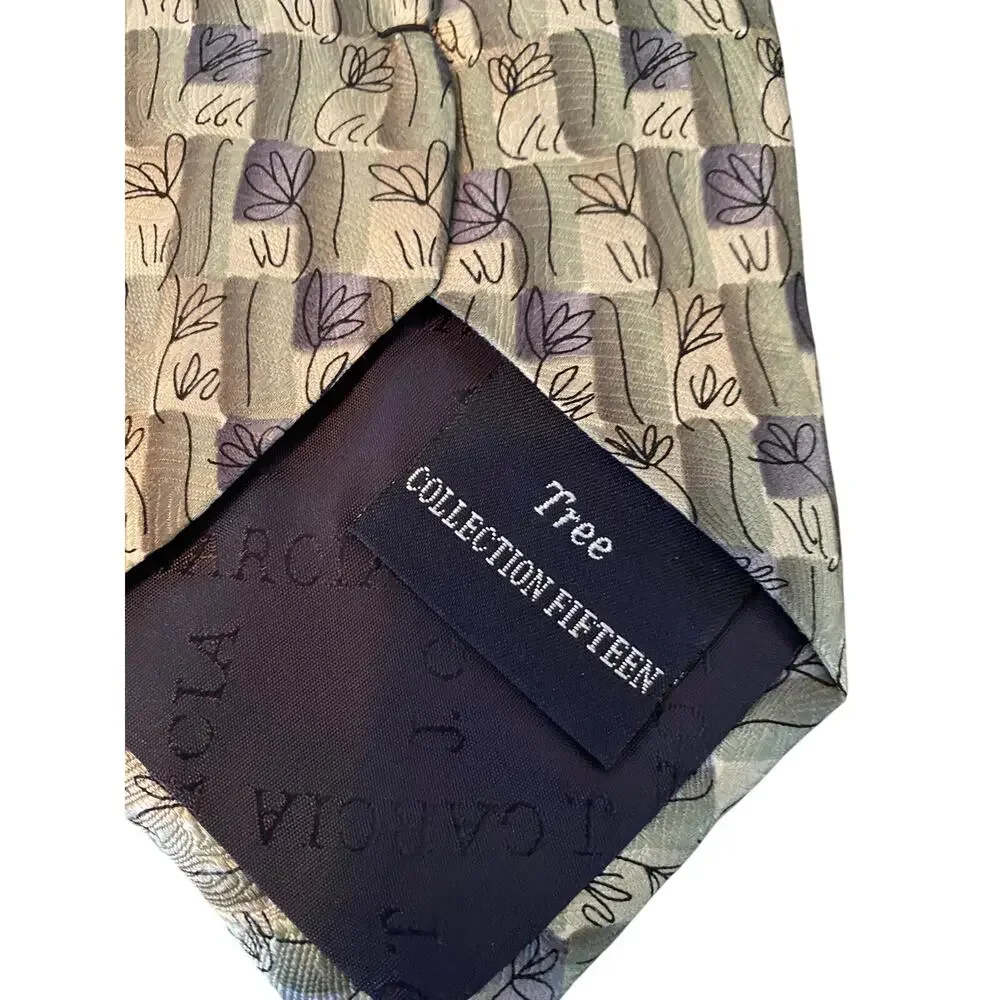 J Garcia Collection Tie Gray Abstract Floral 100% Silk Necktie‎